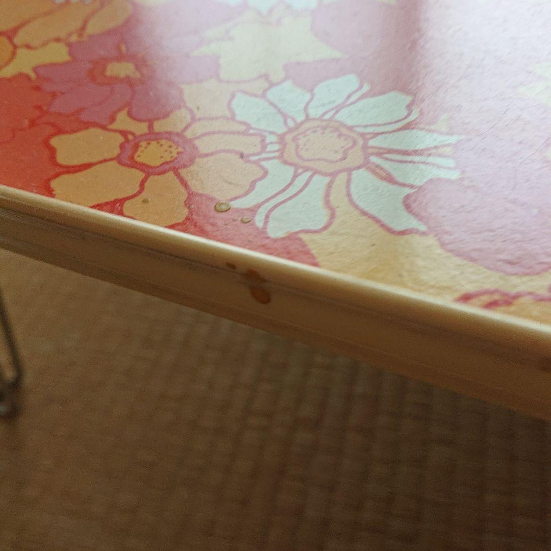 アンティークレトロポップな花柄ローテーブルオレンジカラー