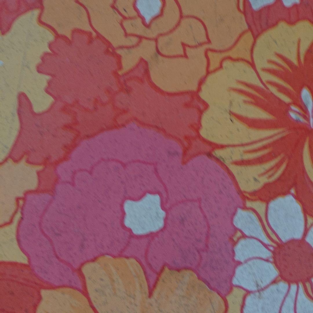 アンティークレトロポップな花柄ローテーブルオレンジカラー