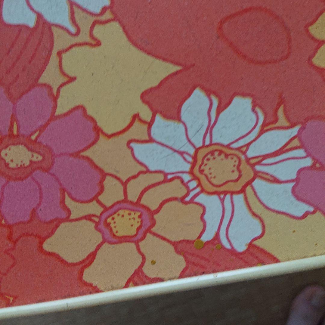 アンティークレトロポップな花柄ローテーブルオレンジカラー