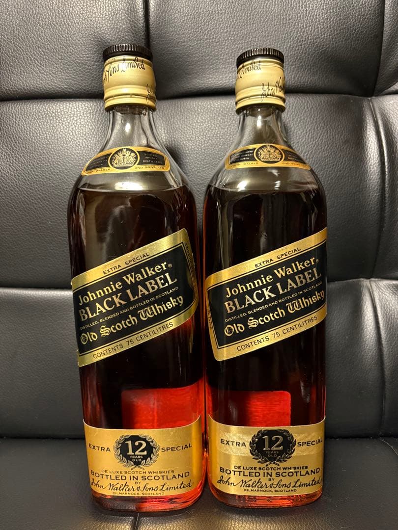 【古酒・美品】ジョニーウォーカー黒 12年 75cl表記 2本セット