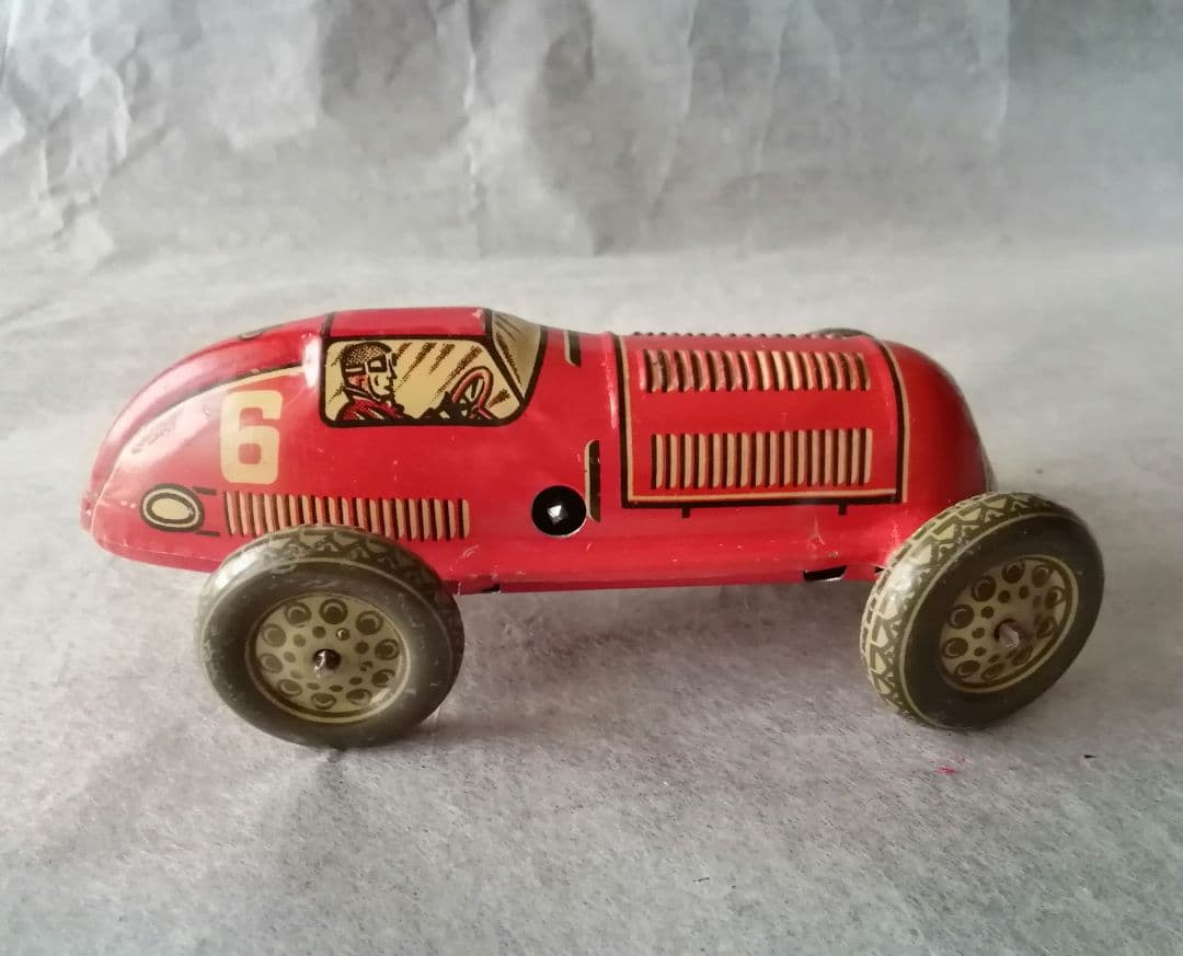 超レア　ブリキ　車庫付きゼンマイカー　アメリカ占領下ドイツ　箱付き　ヴィンテージ