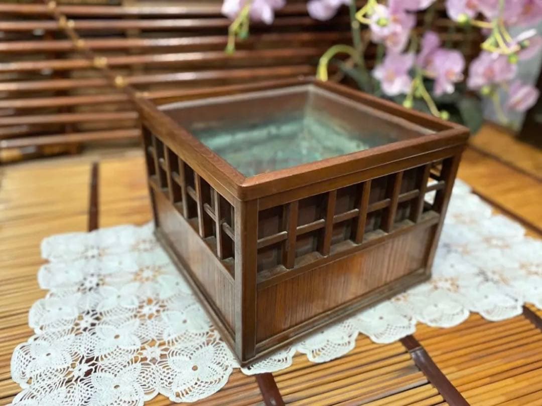 時代物 銅炉 唐木格子角火鉢 火道具 昭和レトロ 当時物 年代物 インテリア