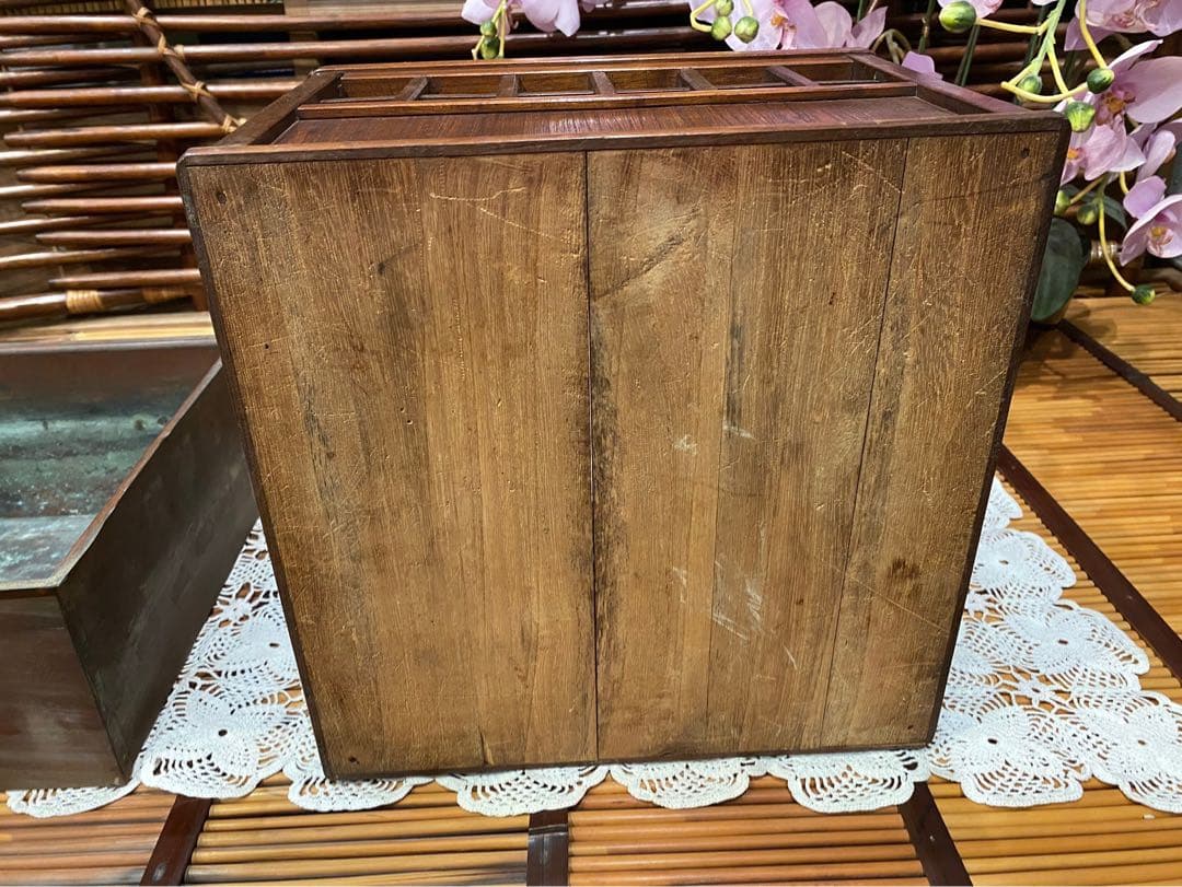 時代物 銅炉 唐木格子角火鉢 火道具 昭和レトロ 当時物 年代物 インテリア