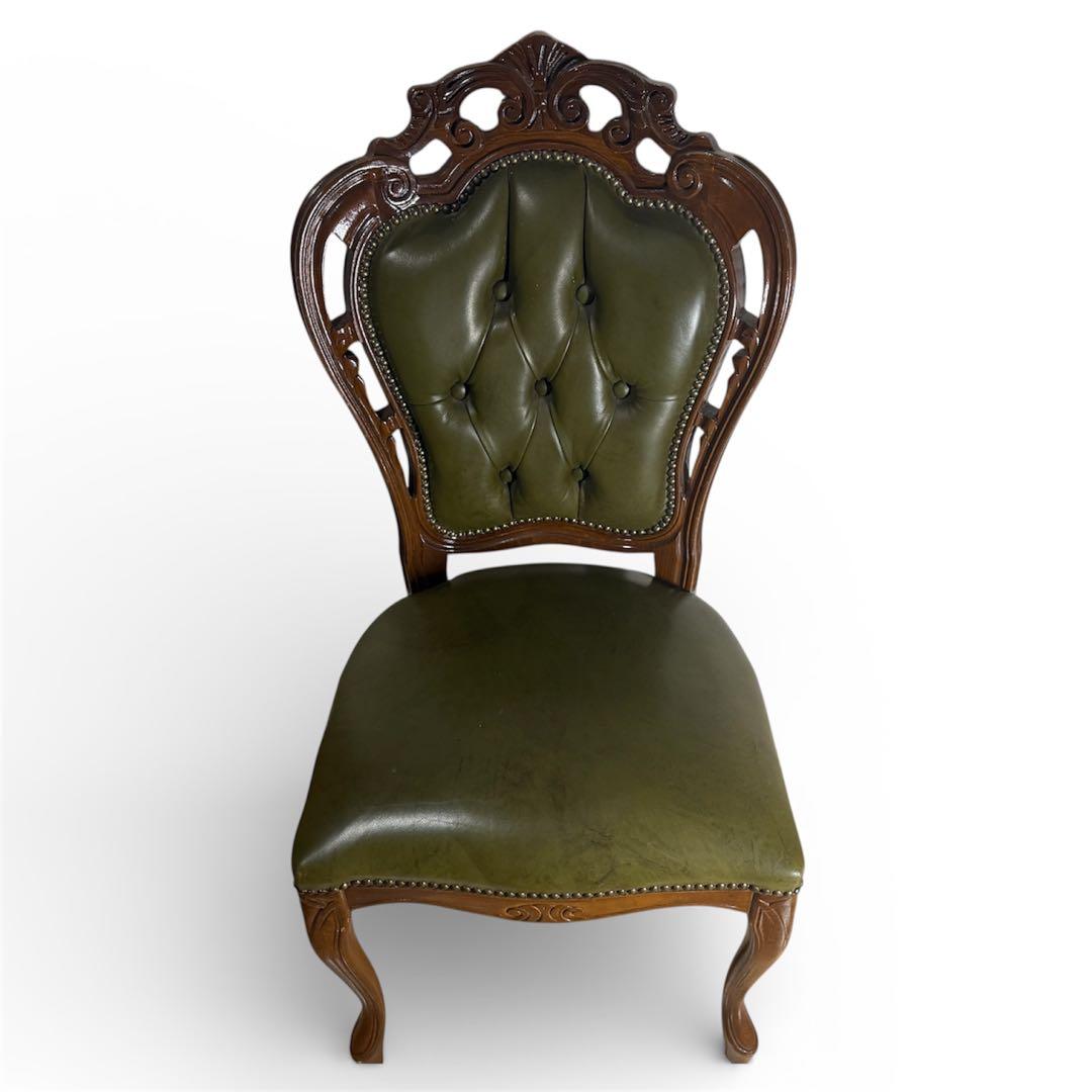 イタリアン ヴィンテージ調 ダイニングチェア レザー 猫脚 NO.1