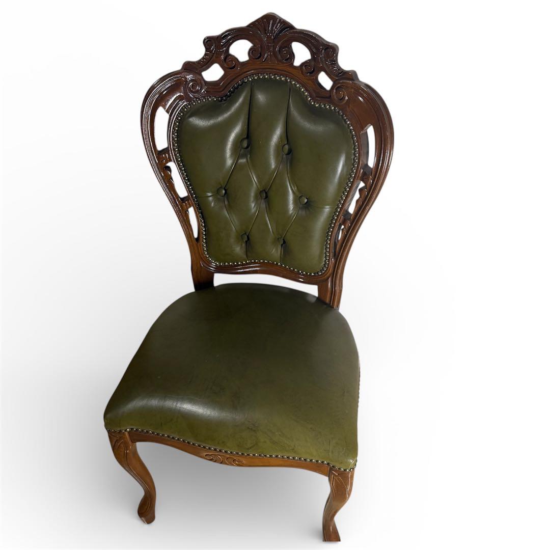 イタリアン ヴィンテージ調 ダイニングチェア レザー 猫脚 NO.1