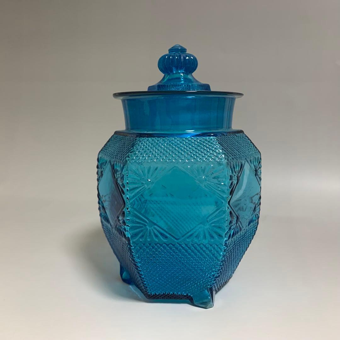 プレスガラスの菓子瓶　あめや瓶　飴屋瓶