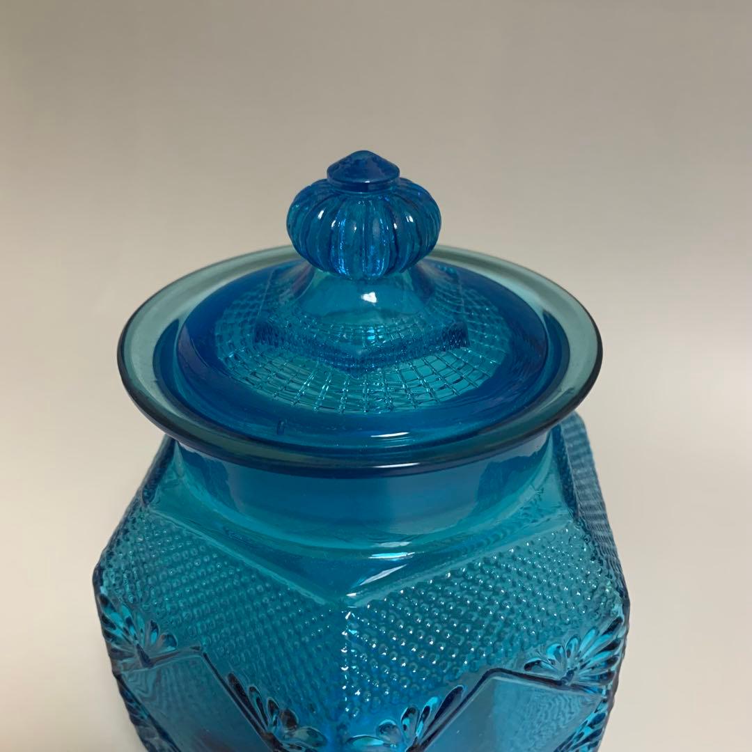 プレスガラスの菓子瓶　あめや瓶　飴屋瓶