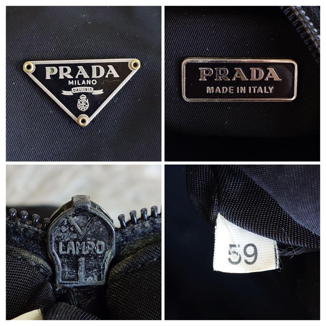 プラダ アクセサリーポーチ ミニハンドバッグ 三角ロゴ ブラック レディース