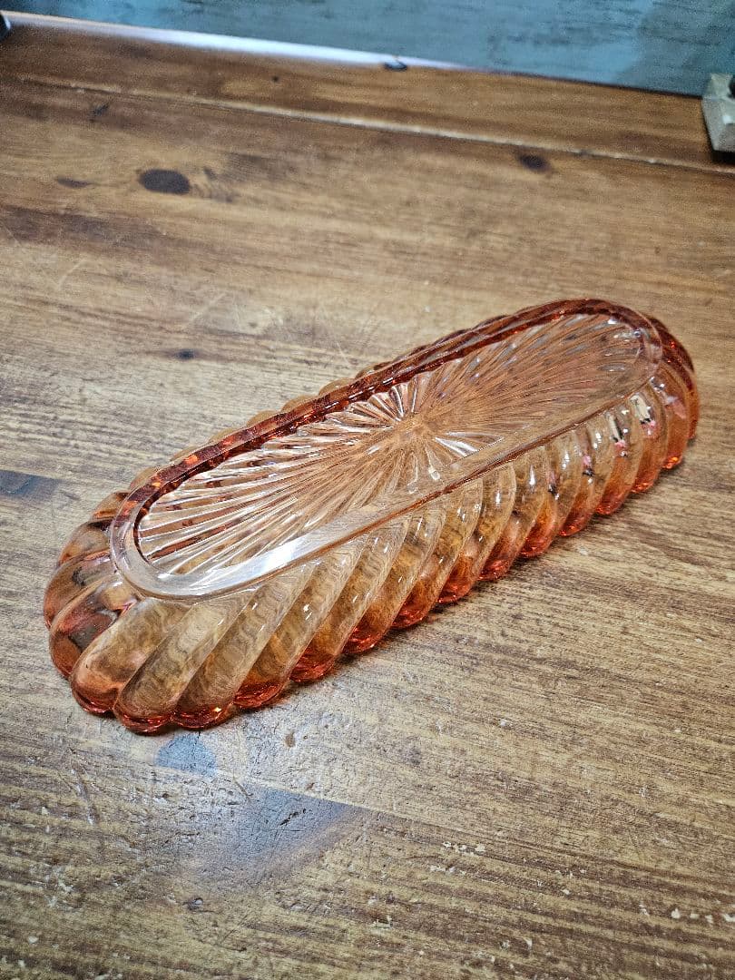 美品 オールドバカラ BACCARAT バンブーローズ トレイ クランベリー硝子