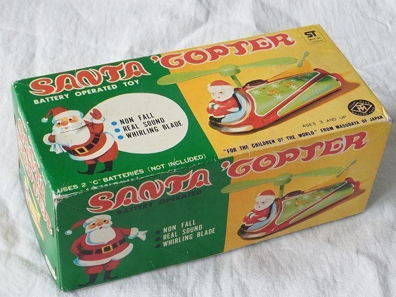 サンタヘリコプター １９６０年代　増田屋 日本製 ブリキ　オモチャ　クリスマス