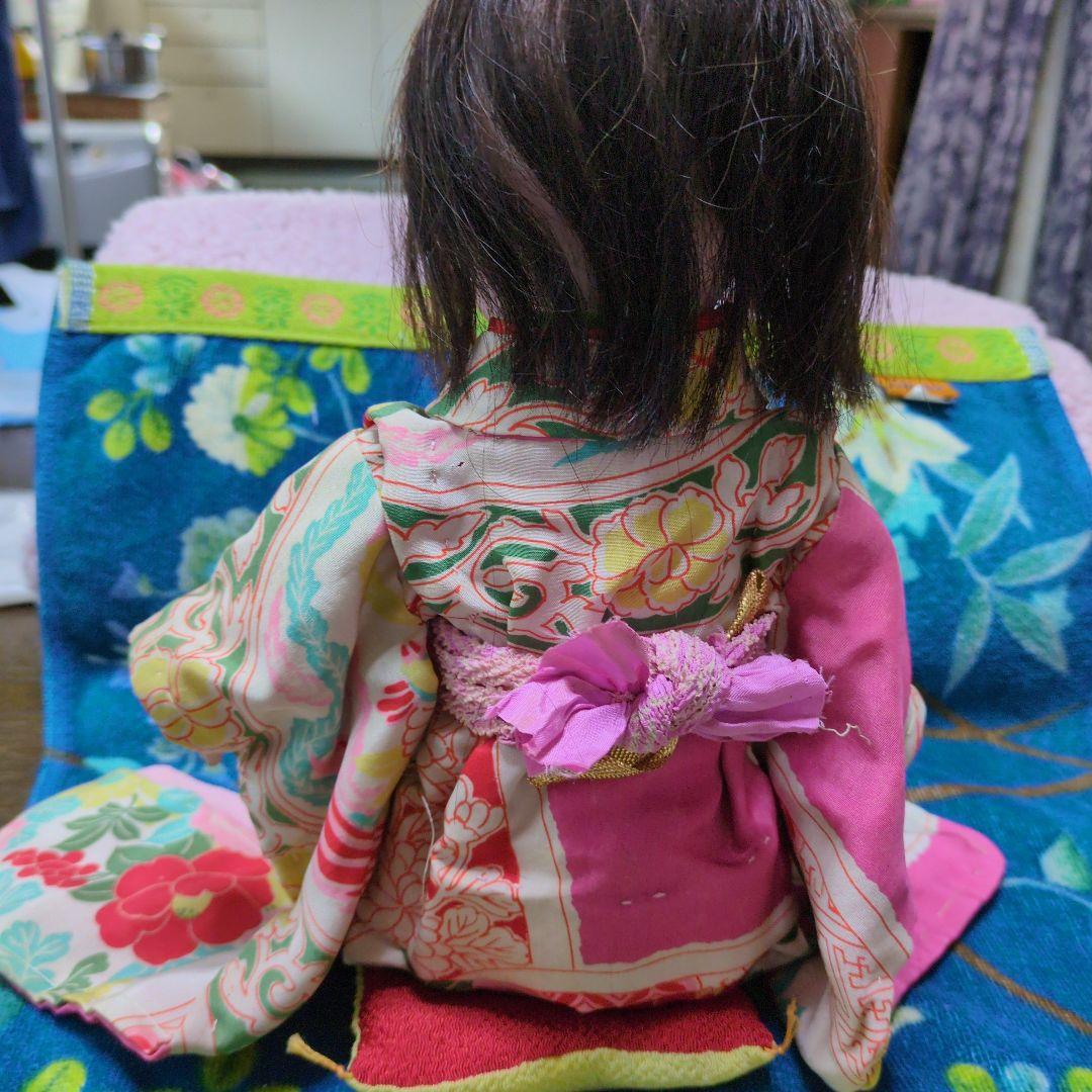 超可愛市松人形　縮緬座布団大正時代