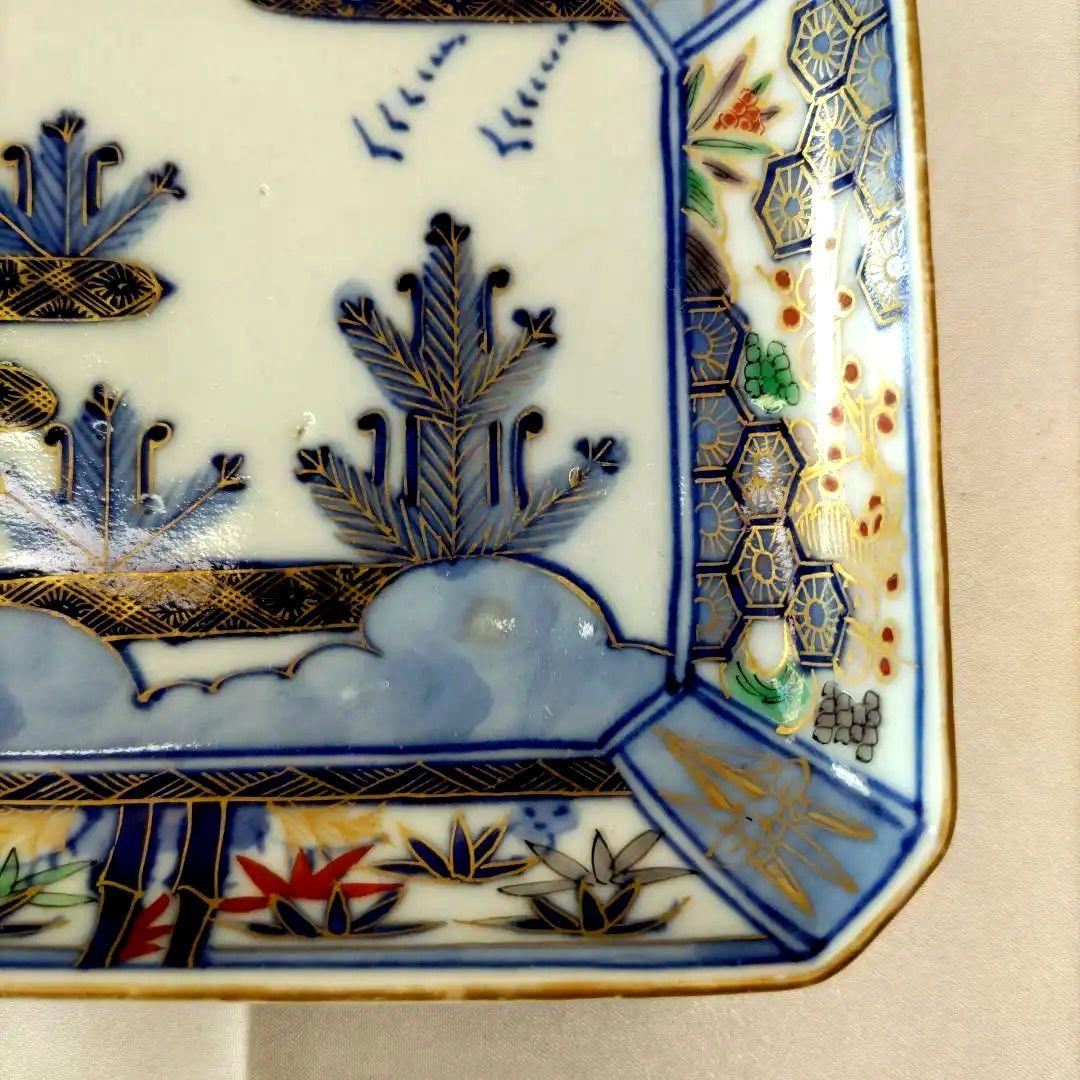 骨董　有田焼　伊万里焼　古伊万里　金彩　色絵　小皿　長角皿　角皿　5客セット