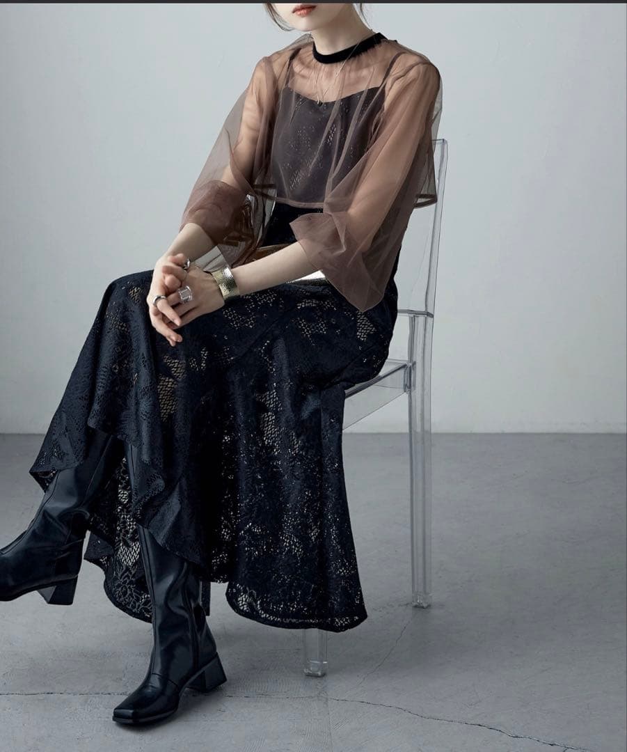 3wayシフォンボレロ&レースキャミドレス 結婚式 ワンピース