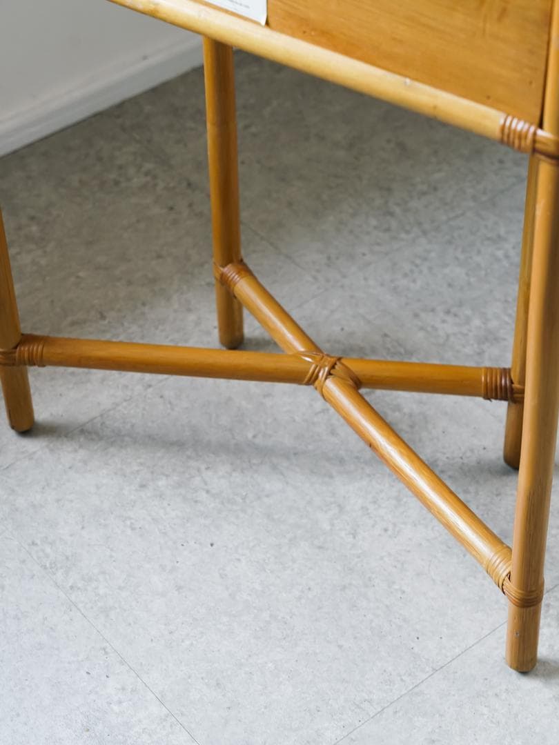 vintage コンソール サイドテーブル 藤家具 ラタン　和モダン レトロ