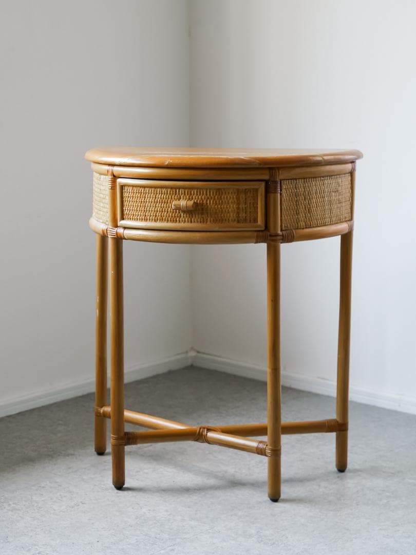vintage コンソール サイドテーブル 藤家具 ラタン　和モダン レトロ