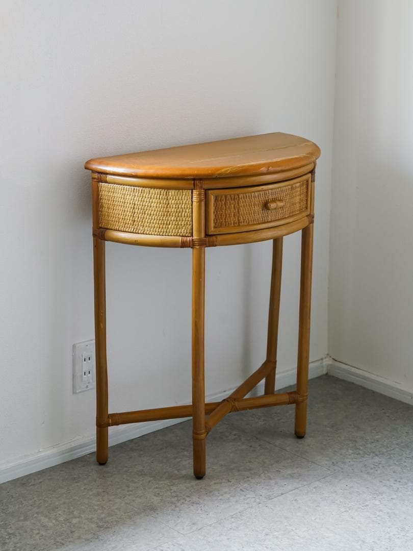 vintage コンソール サイドテーブル 藤家具 ラタン　和モダン レトロ