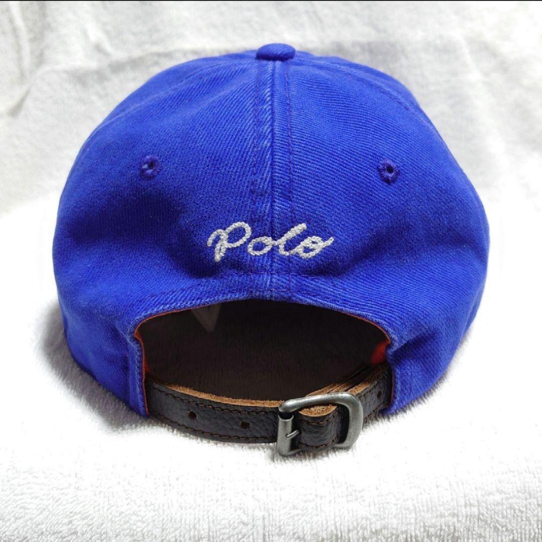 【ラルフローレン】キャップ P ロゴ コットンツイル 牛革 本革 ブルー