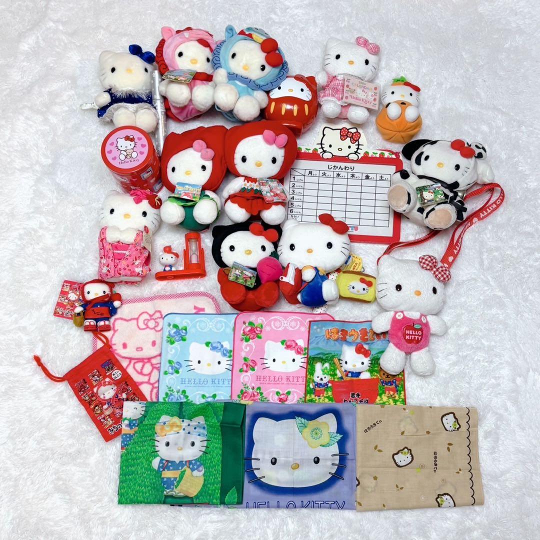 ハローキティ セット ぬいぐるみ ご当地 ハンカチ 時間割表 砂時計 巾着