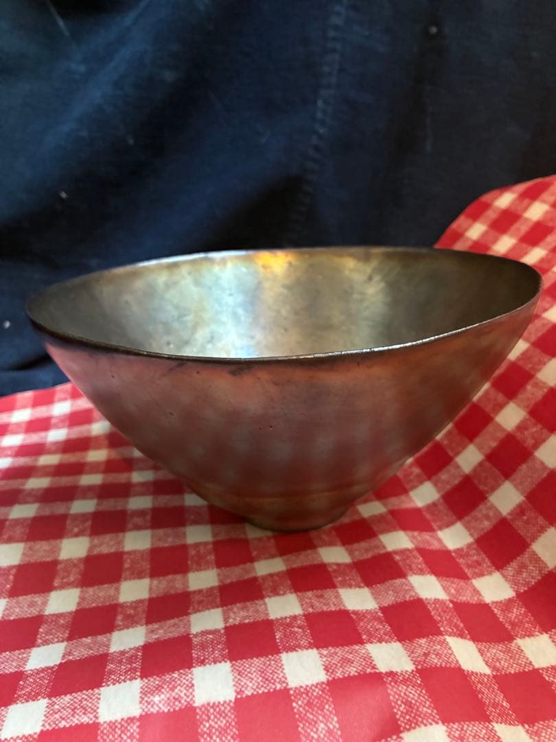 山本教行　岩谷窯　塩釉瑠璃鉢　鉢　ボウル　 直径21.2センチ 陶器　民藝