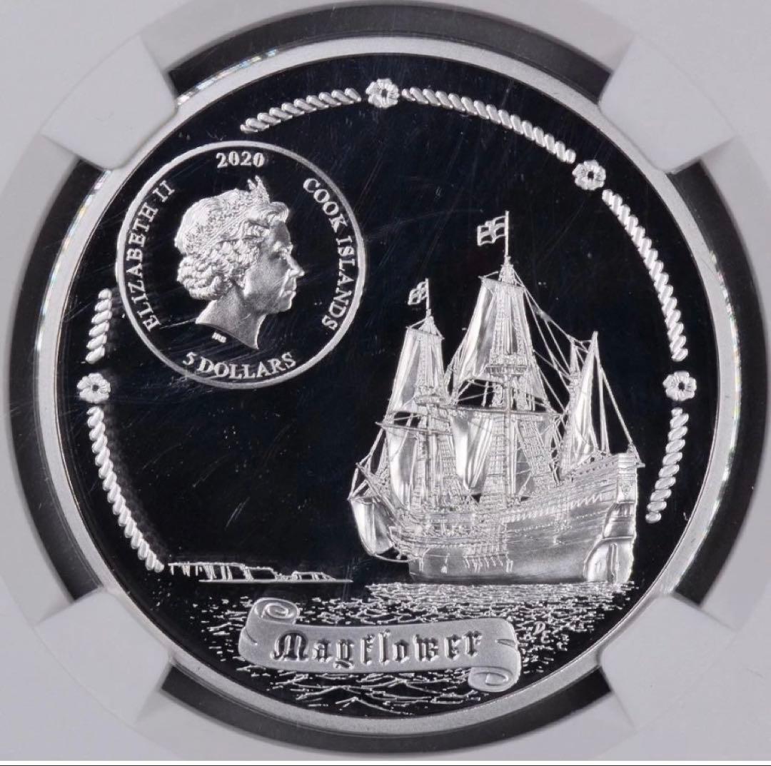 2020 クック諸島 メイフラワー号400周年 5ドル銀貨（NGC PL70）