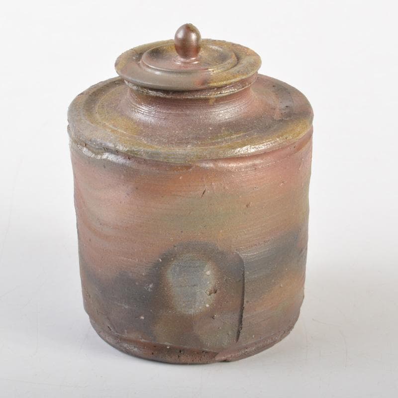 茶道具　備前焼　柴岡香山作　茶入　仕覆付　共箱　V　6502