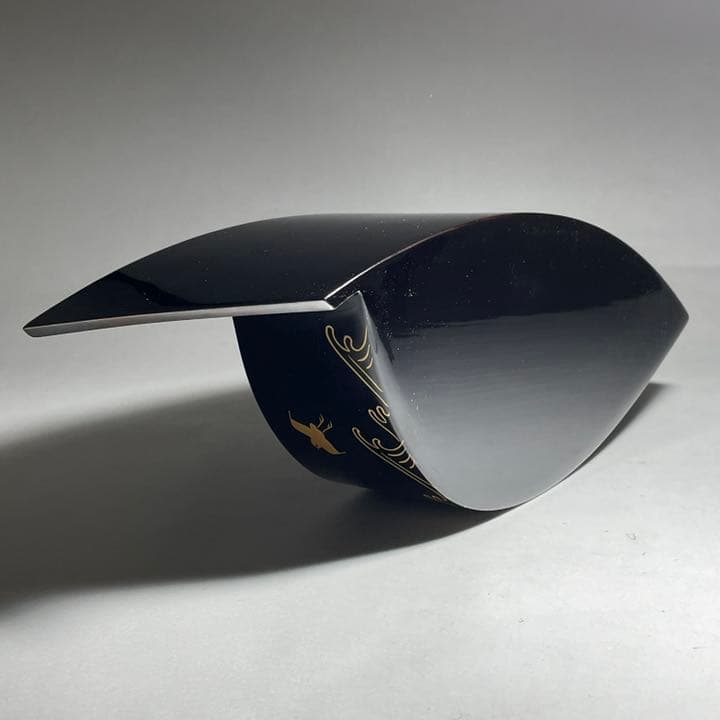 ◆輪島塗 花器 『輪島漆光堂謹製』波千鳥の図 本漆◆