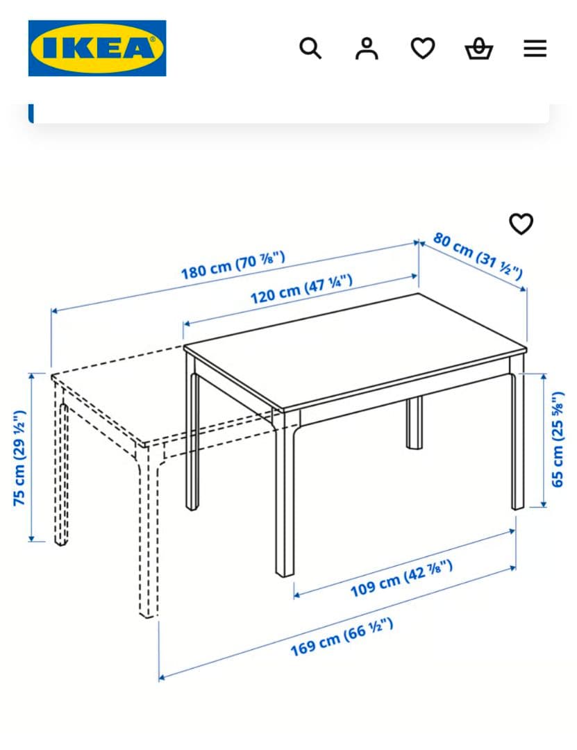 IKEA EKEDALEN 伸長式テーブル 120/180×80cm オーク
