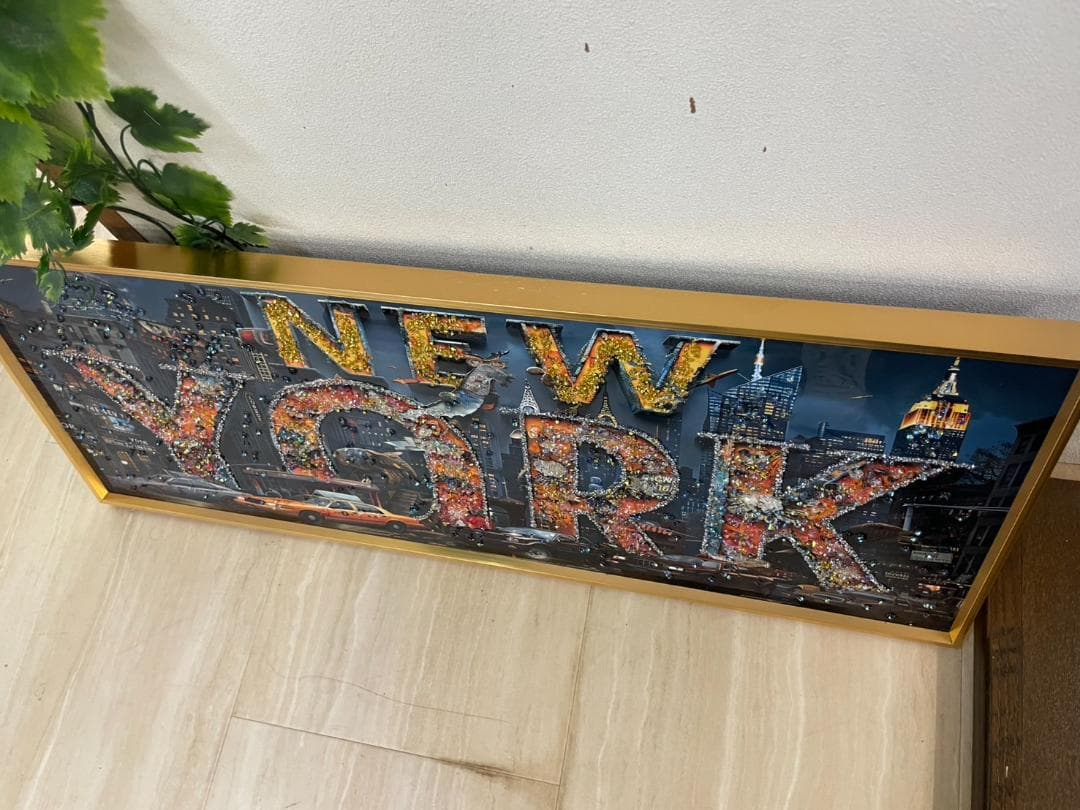 水晶絵　NEWYORK　ニューヨーク　アート　アートパネル　絵画　額縁　看板