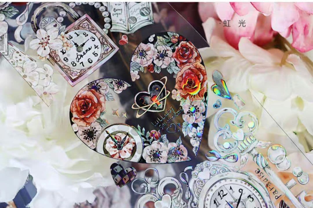 巻売 505★ 海外 マスキングテープ マステ PET 装飾 花 蝶 虹光