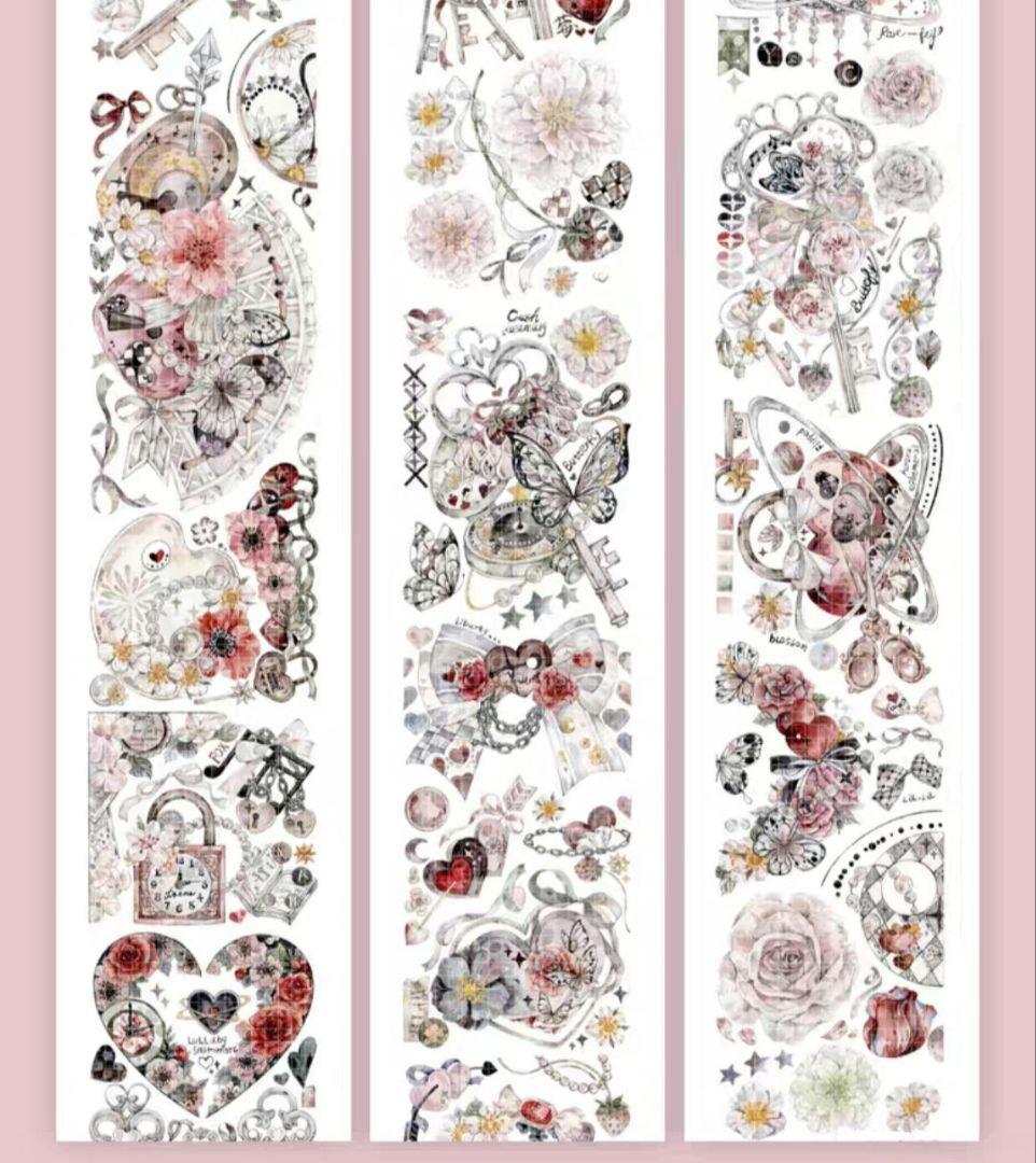 巻売 505★ 海外 マスキングテープ マステ PET 装飾 花 蝶 虹光