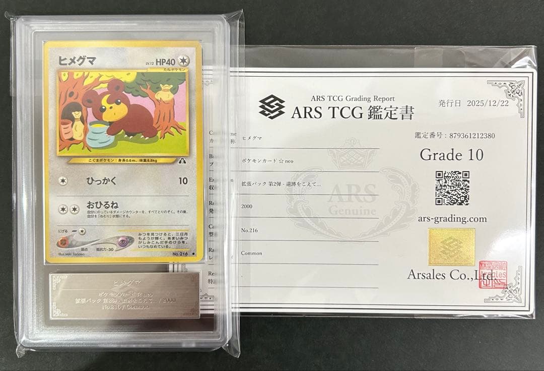 【ARS10】世界に1枚 ヒメグマ 旧裏 ネオ 鑑定書付属 PSA10相当