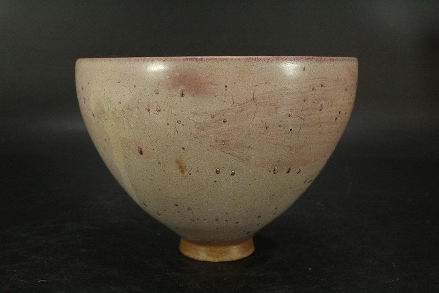 中国美術 鈞窯 斑紫釉 碗 φ14cm 茶道具伝来(LC253)