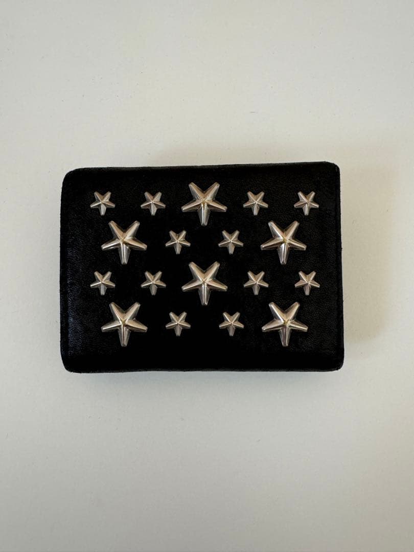 JIMMY CHOO ミニ財布 黒 レザー 星型スタッズ