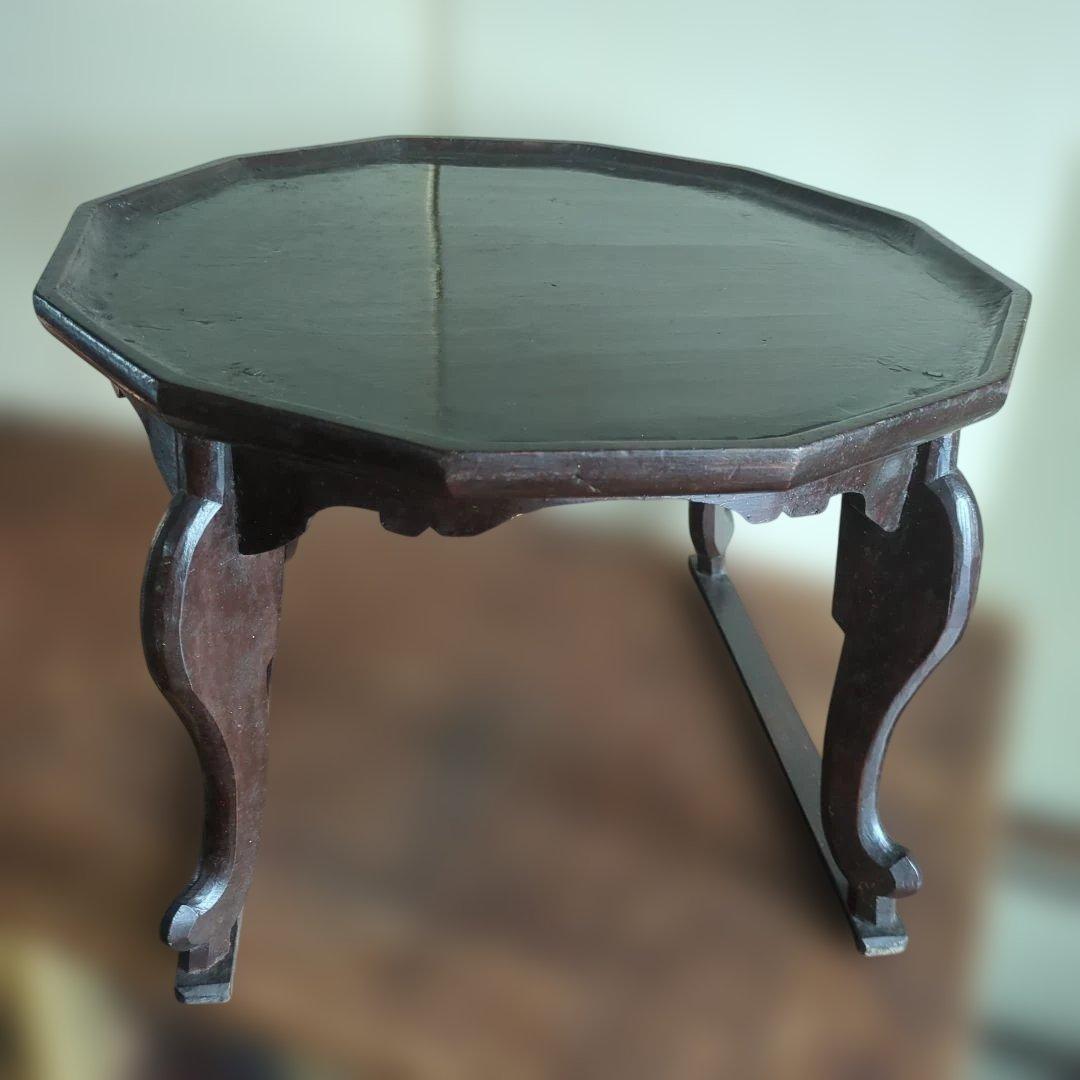 骨董 李朝 ソバン 小盤 李朝 お膳　花形 虎脚 机　花台 木製 飾り台