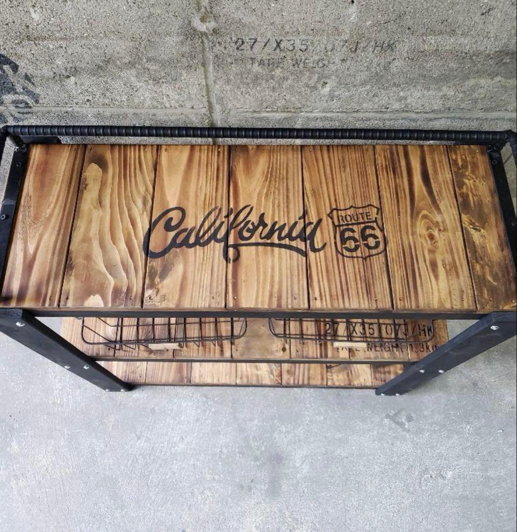 鉄筋バーラック　木製ラック　棚 収納　男前インテリア　インダストリアル 1209