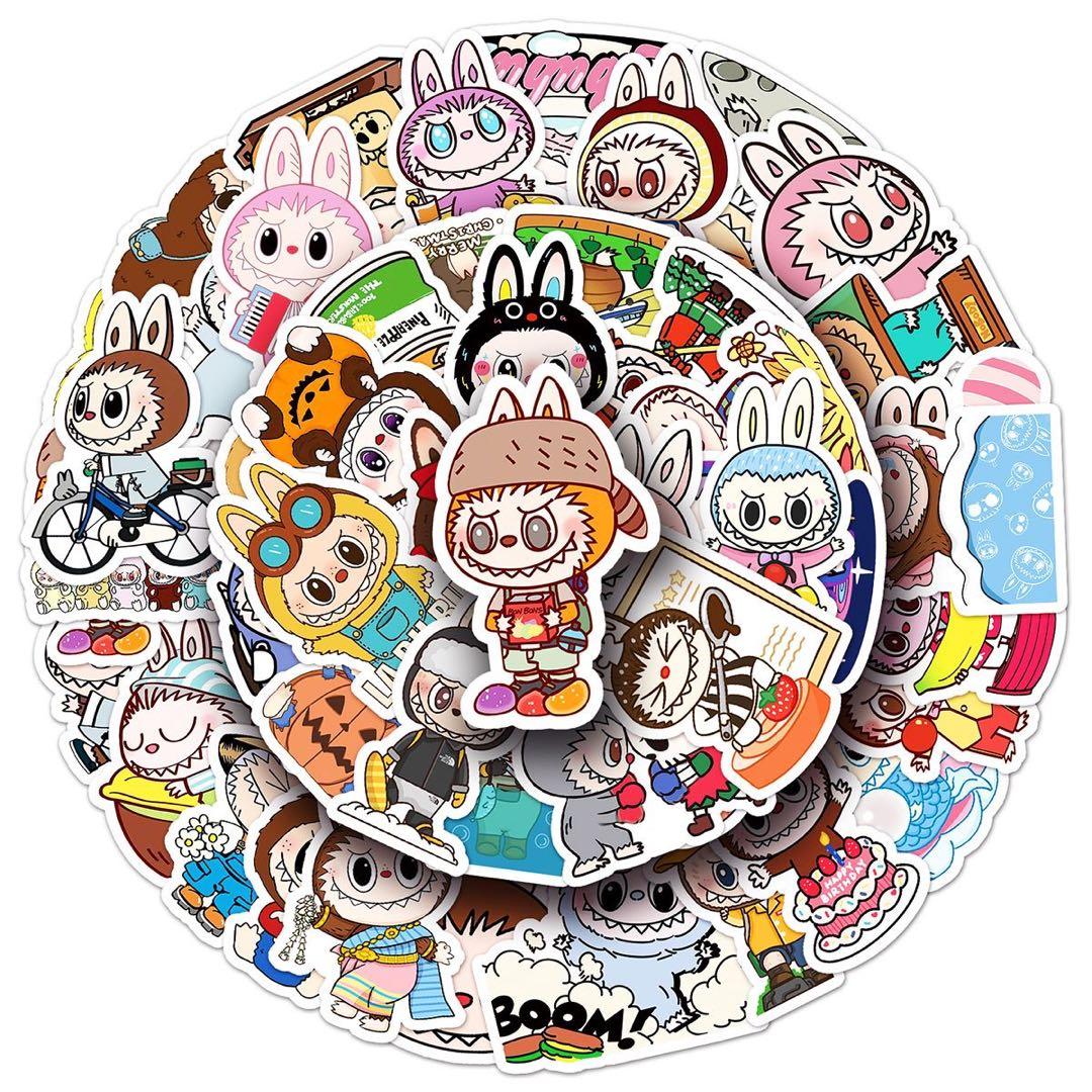 LABUBU ラブブ ステッカー 50枚10セット、キーホルダー 30セット