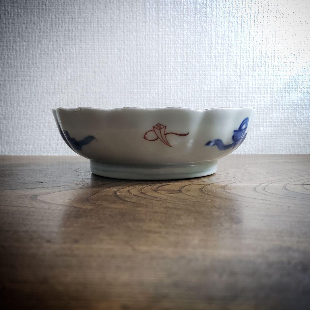 なます皿　江戸時代 色絵金彩 古伊万里 膾皿　 輪花　美品