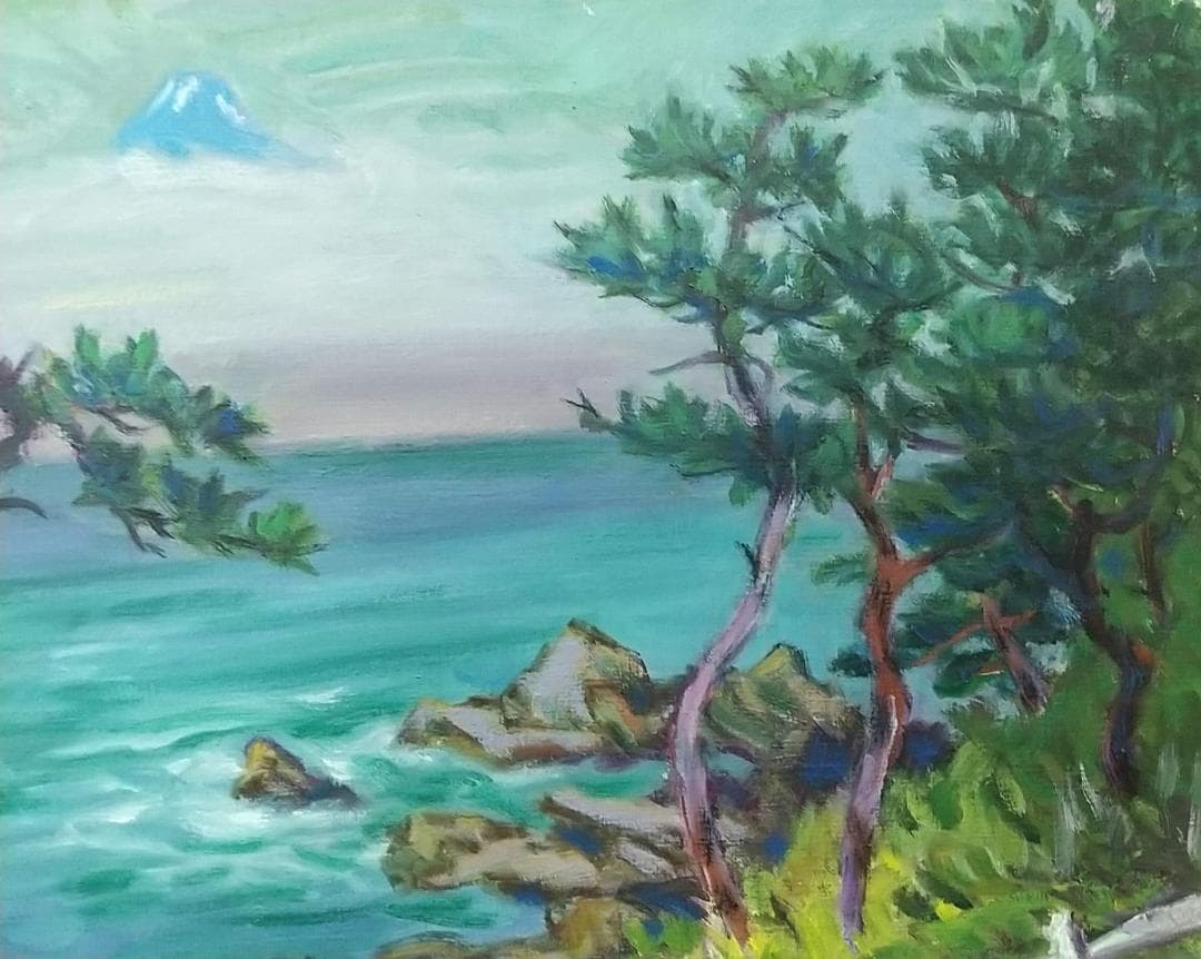 油彩画「荒崎海岸」油絵 絵画  風景画 P10