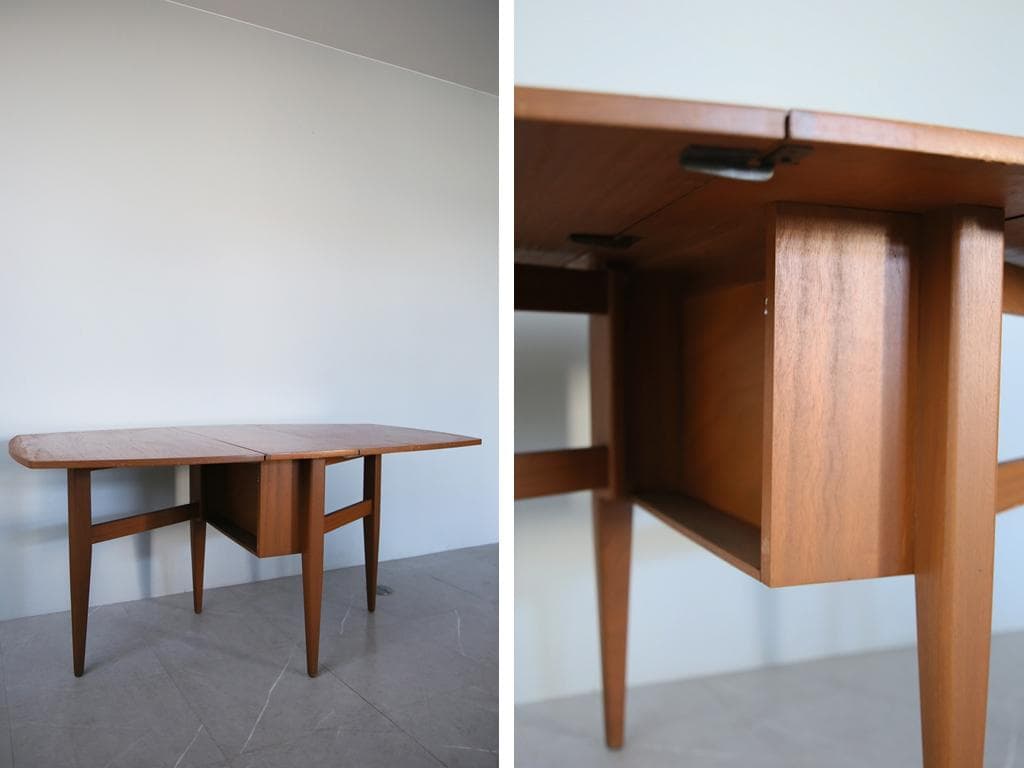 英国アンティーク木製ゲートレッグテーブル/ダイニング机バタフライ(91-91)