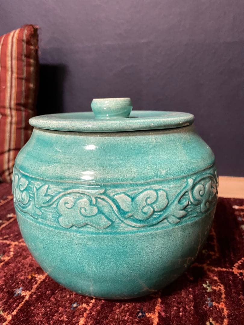 唐草文 水指 吉向蕃斎　七世松月