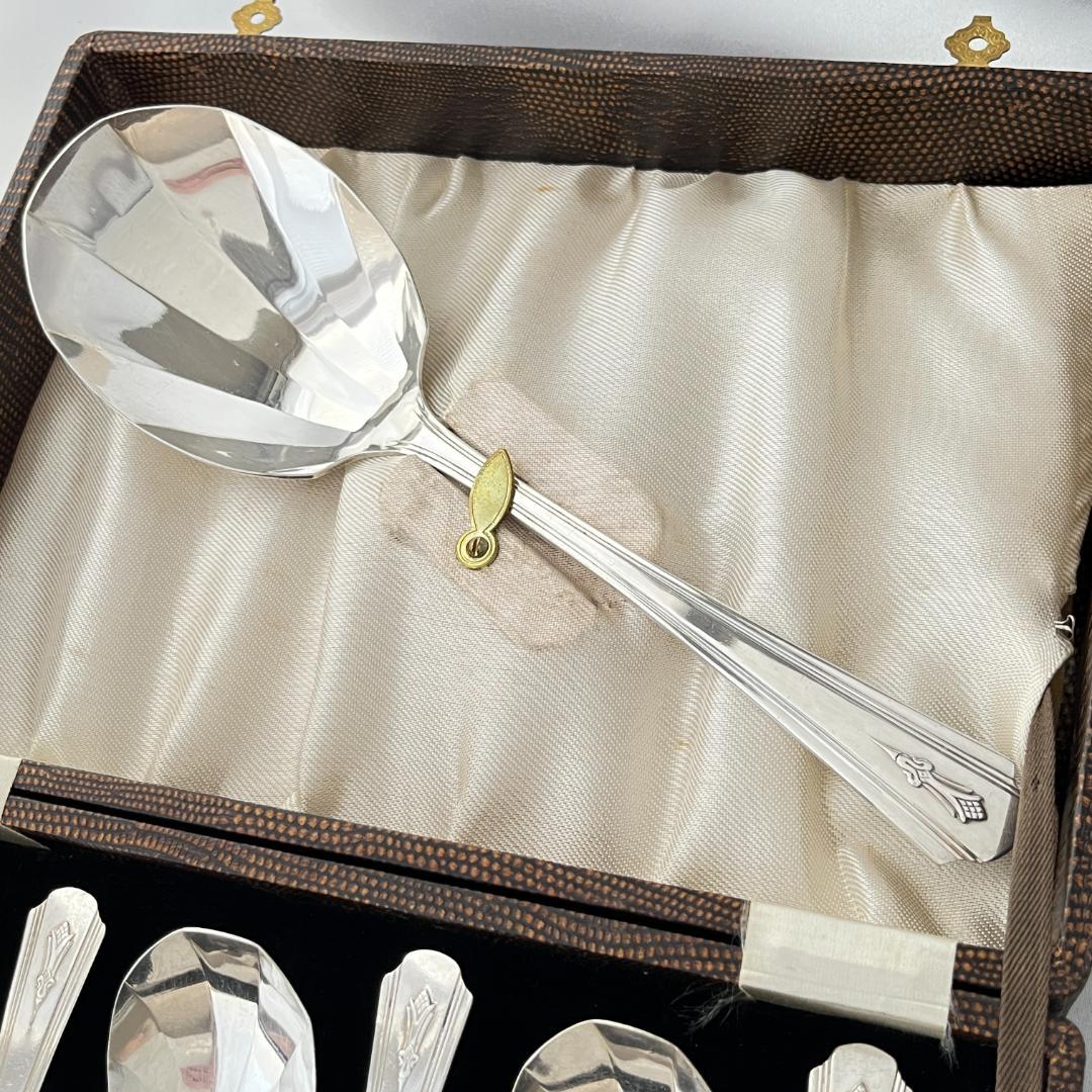 【英国】 アールデコのアイスセット スプーン / サーバー Art Deco