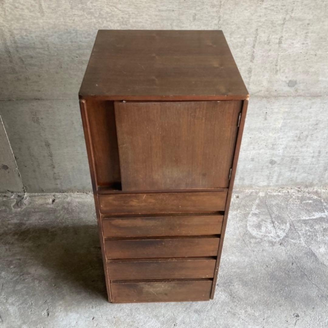 古いキャビネット チェスト ラック 箪笥 電話台 棚 木製 当時物 昭和 レトロ