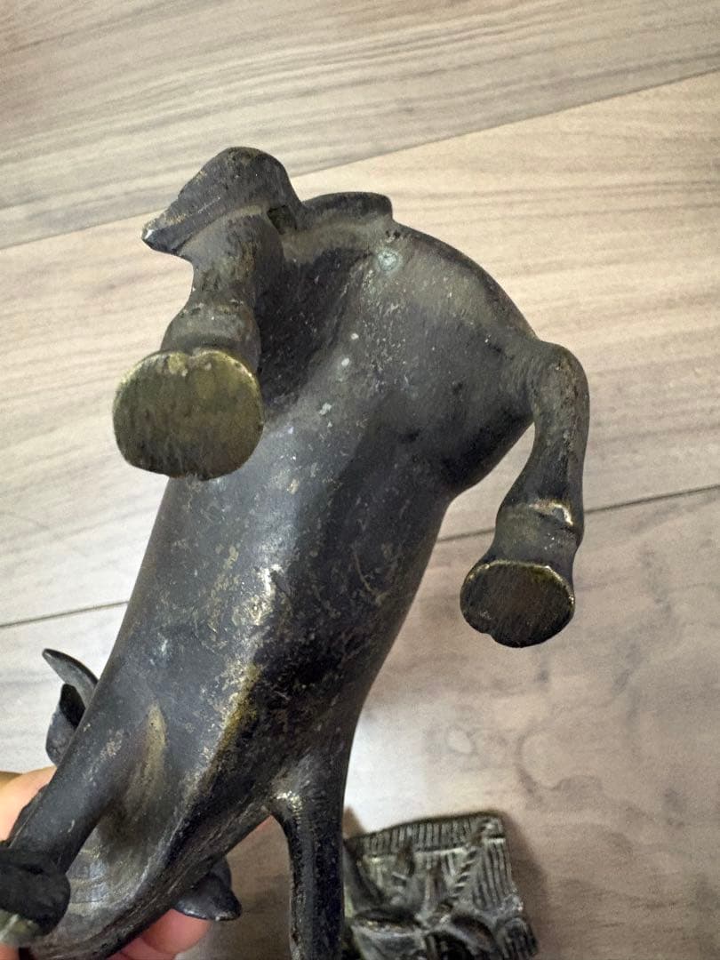 牛 翁 置物 香炉 牛に乗った翁 金属工芸 飾り 置物 骨董 古銅製