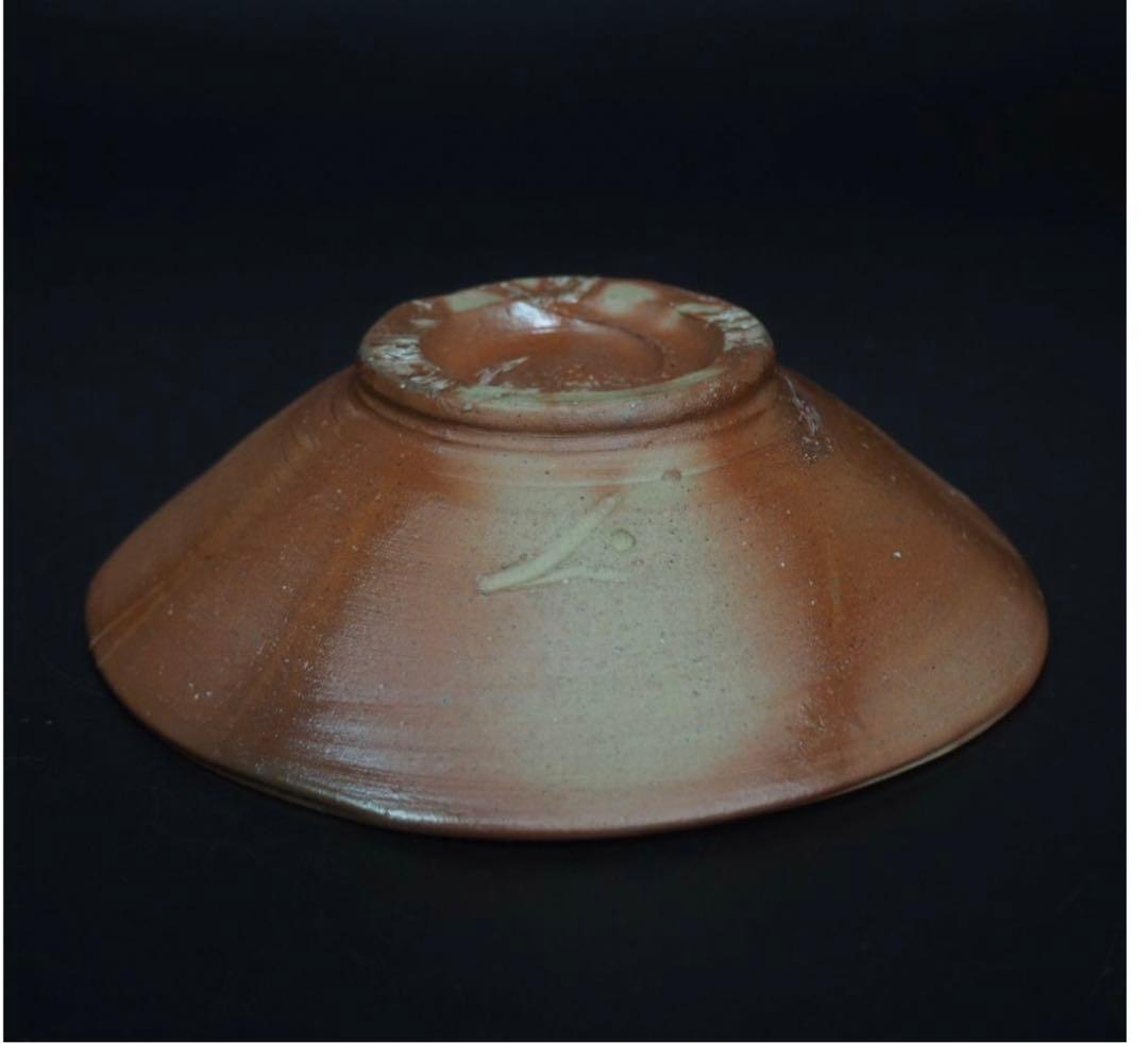 送料無料　人間国宝 藤原 雄作 備前焼火襷・緋襷平茶碗 共箱・共布 真作保証