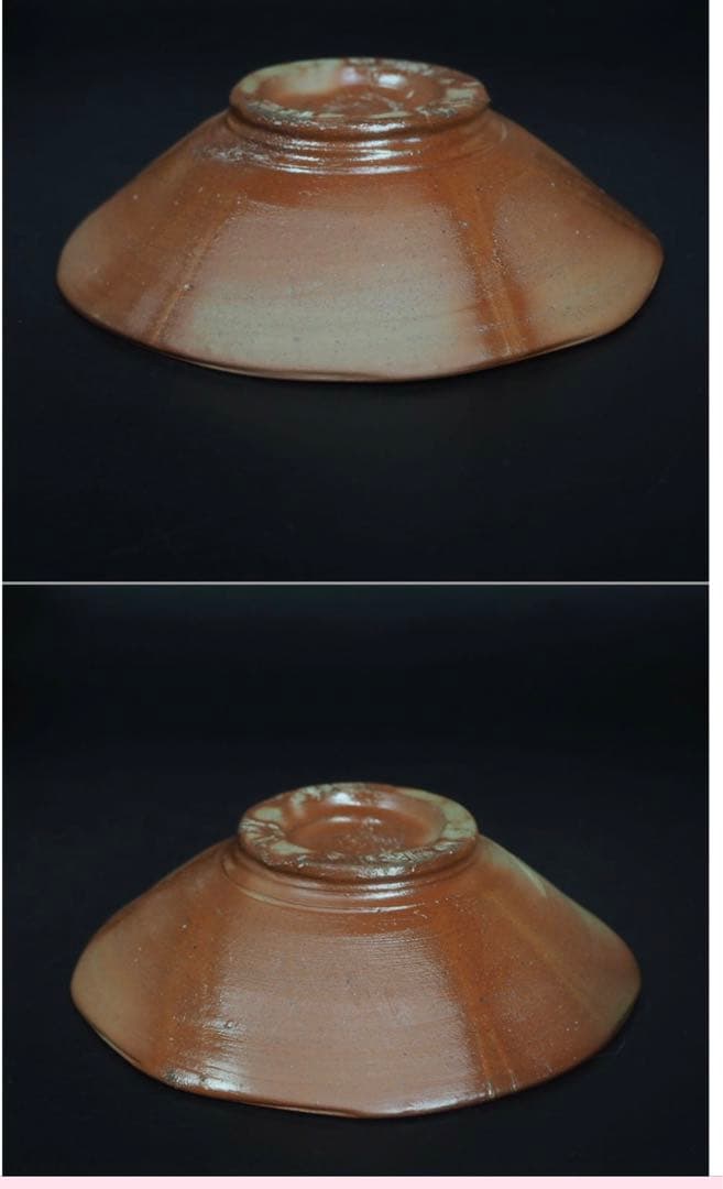 送料無料　人間国宝 藤原 雄作 備前焼火襷・緋襷平茶碗 共箱・共布 真作保証