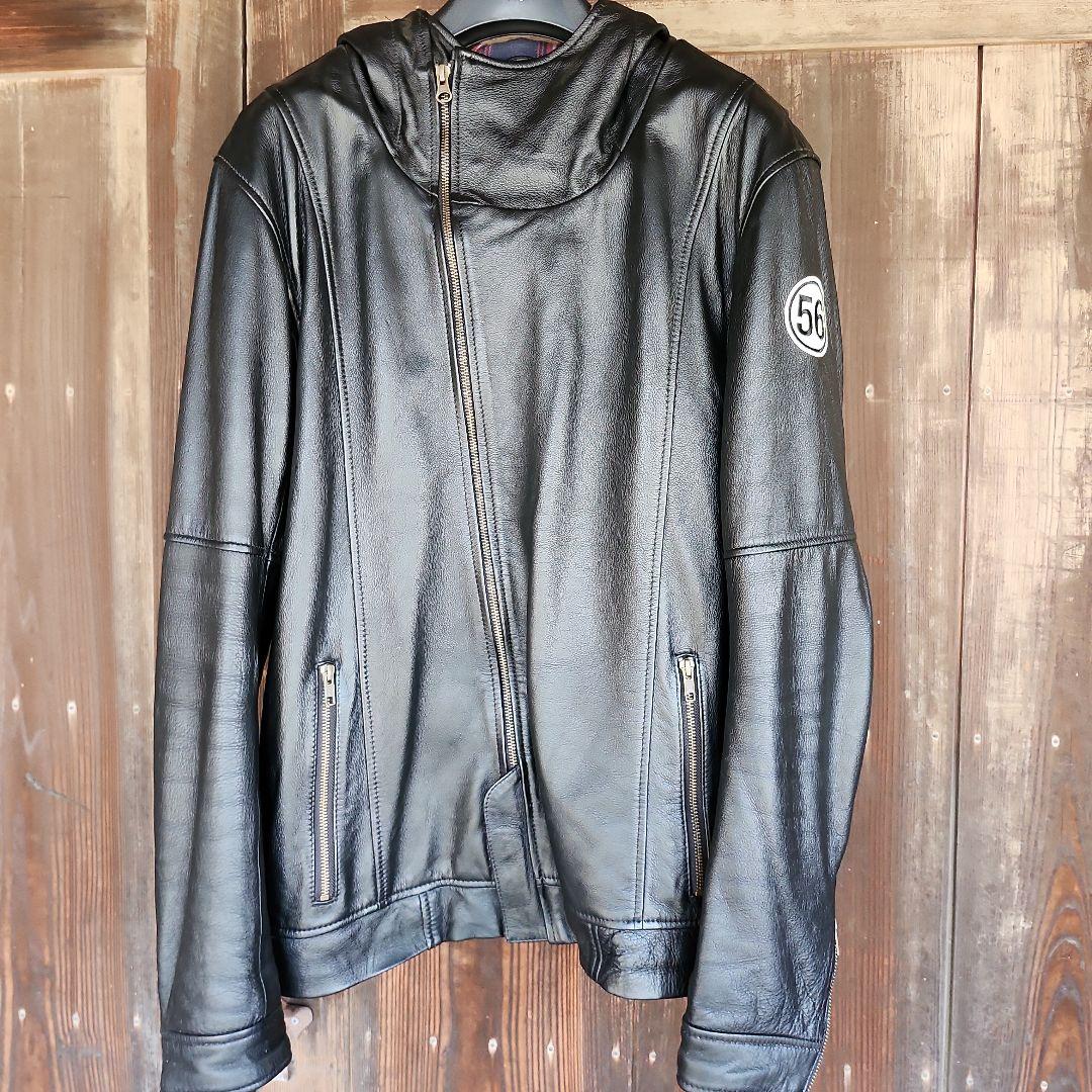 56design ブラック レザー シングルライダースジャケット
