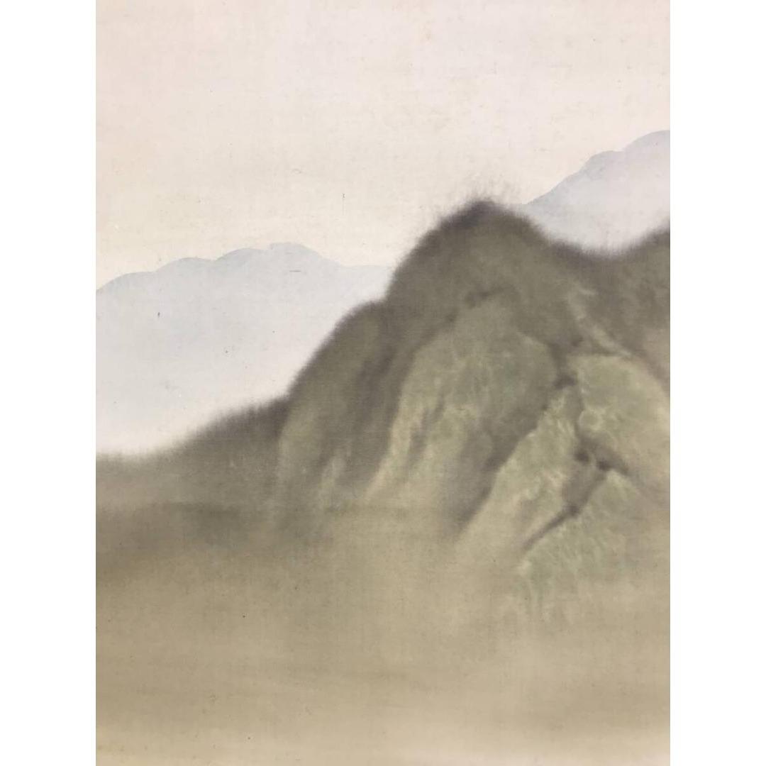 真作/尾竹竹坡/春景山水図/春の掛軸/掛軸/名家伝来/AK-452