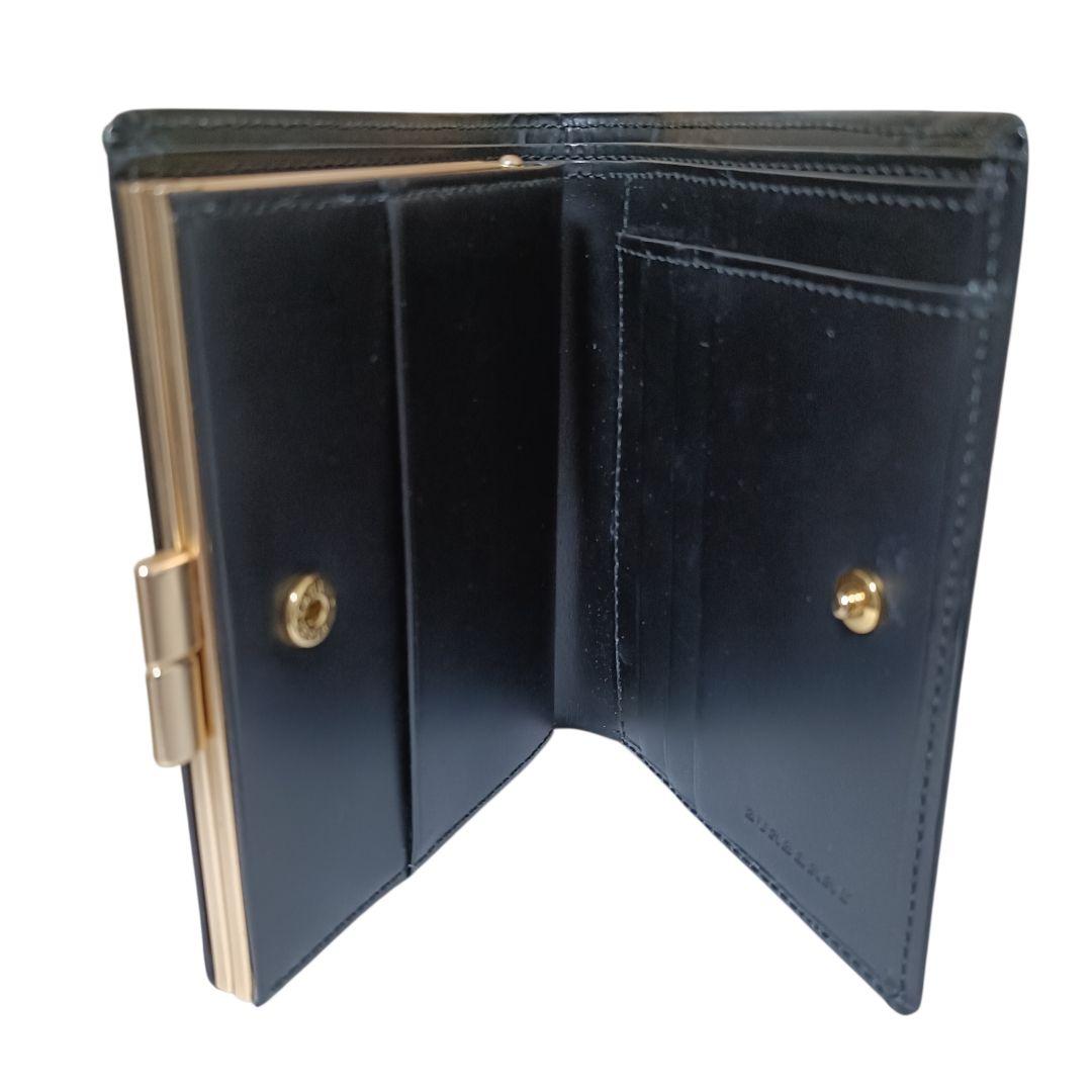 【美品】バーバリー 二つ折り財布 がま口 ゴールド金具 ノバチェック ブラック