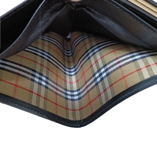 【美品】バーバリー 二つ折り財布 がま口 ゴールド金具 ノバチェック ブラック