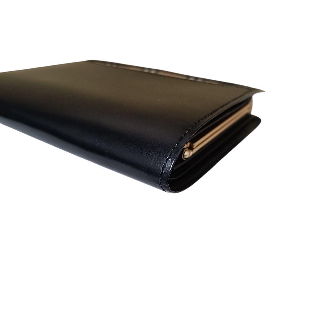 【美品】バーバリー 二つ折り財布 がま口 ゴールド金具 ノバチェック ブラック